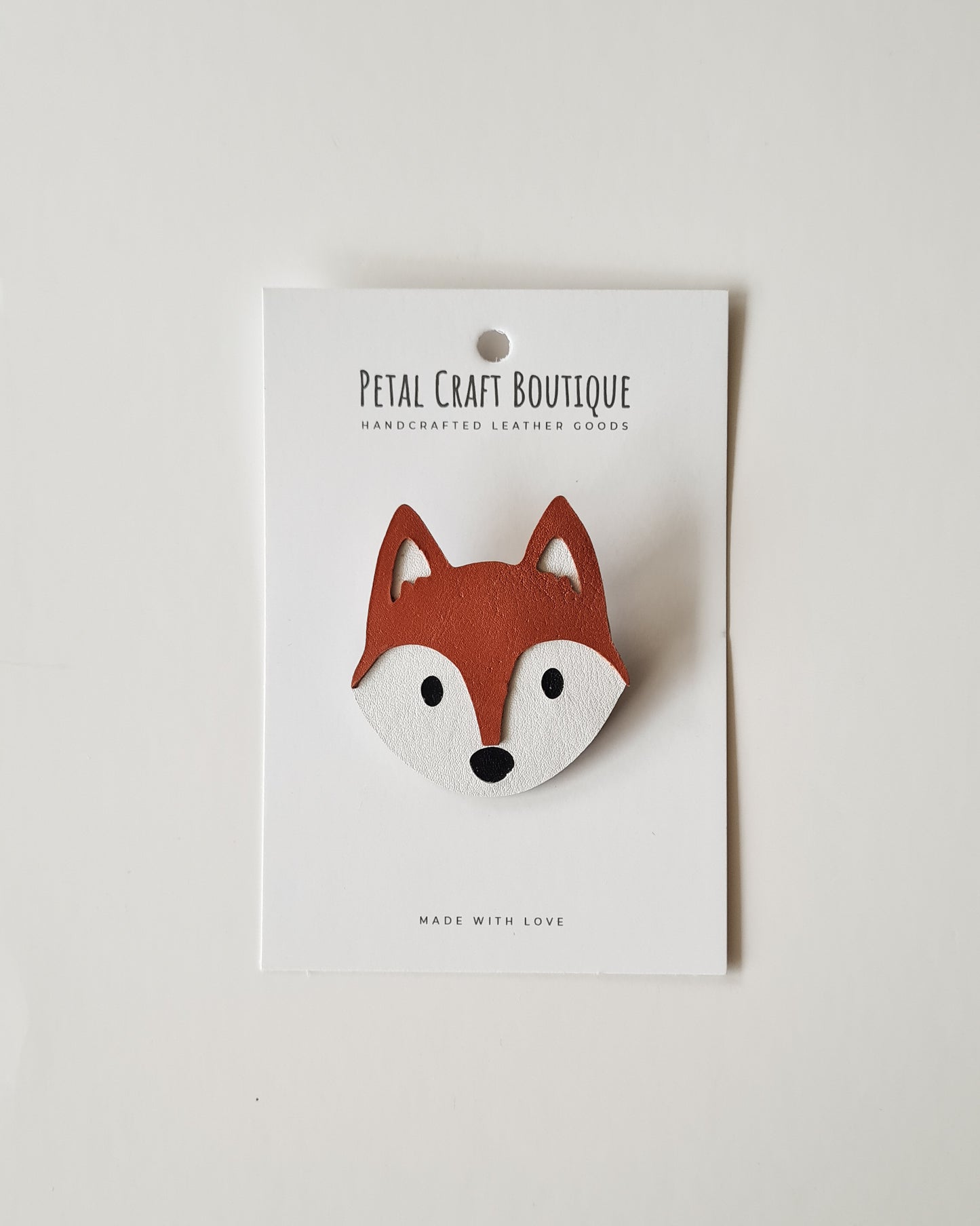Mr Fox Leather Brooch