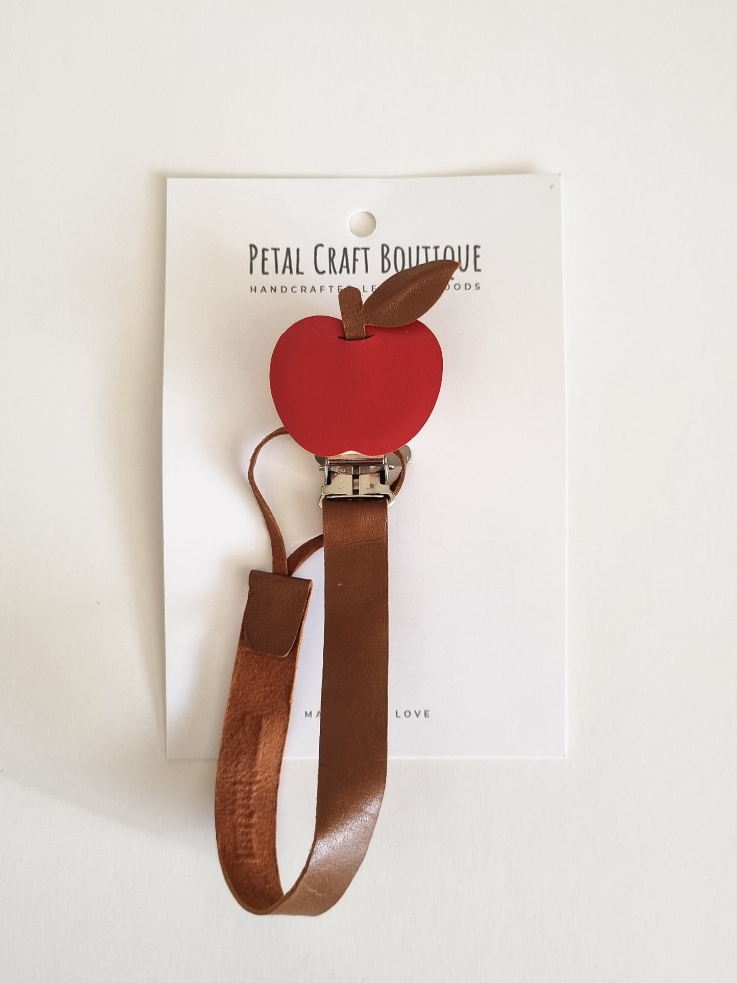 Apple Leather Dummy/Pacifier Chain