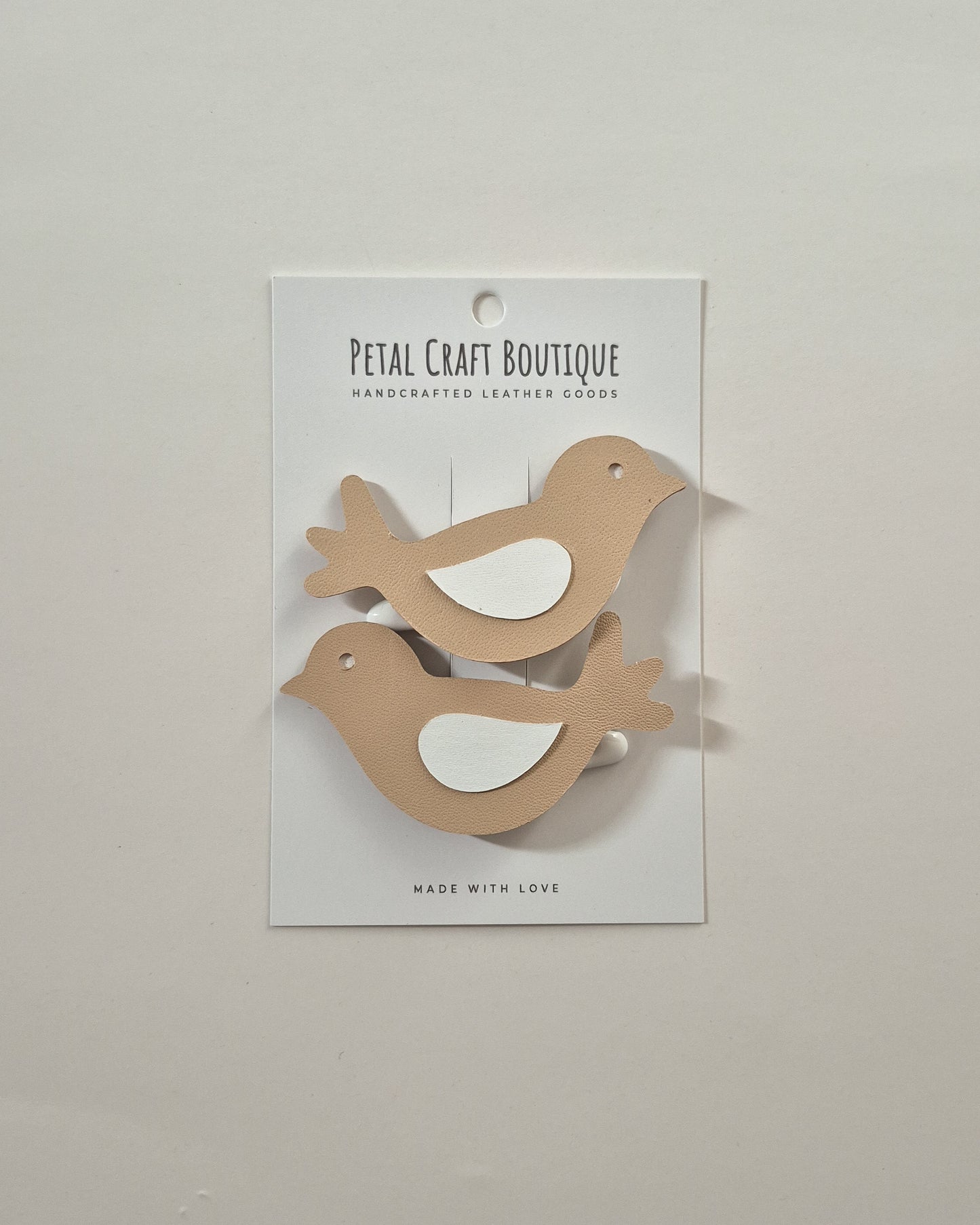 Beige Birds Hair Clip Set