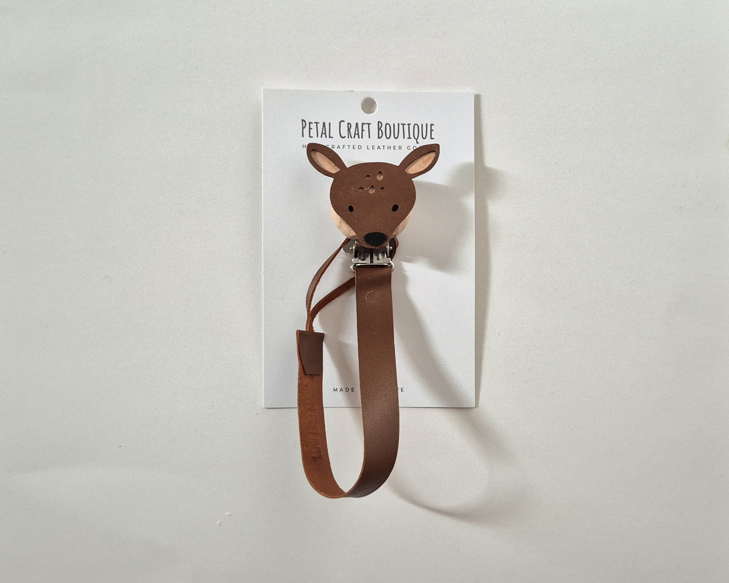 Bambi Leather Dummy/Pacifier Chain