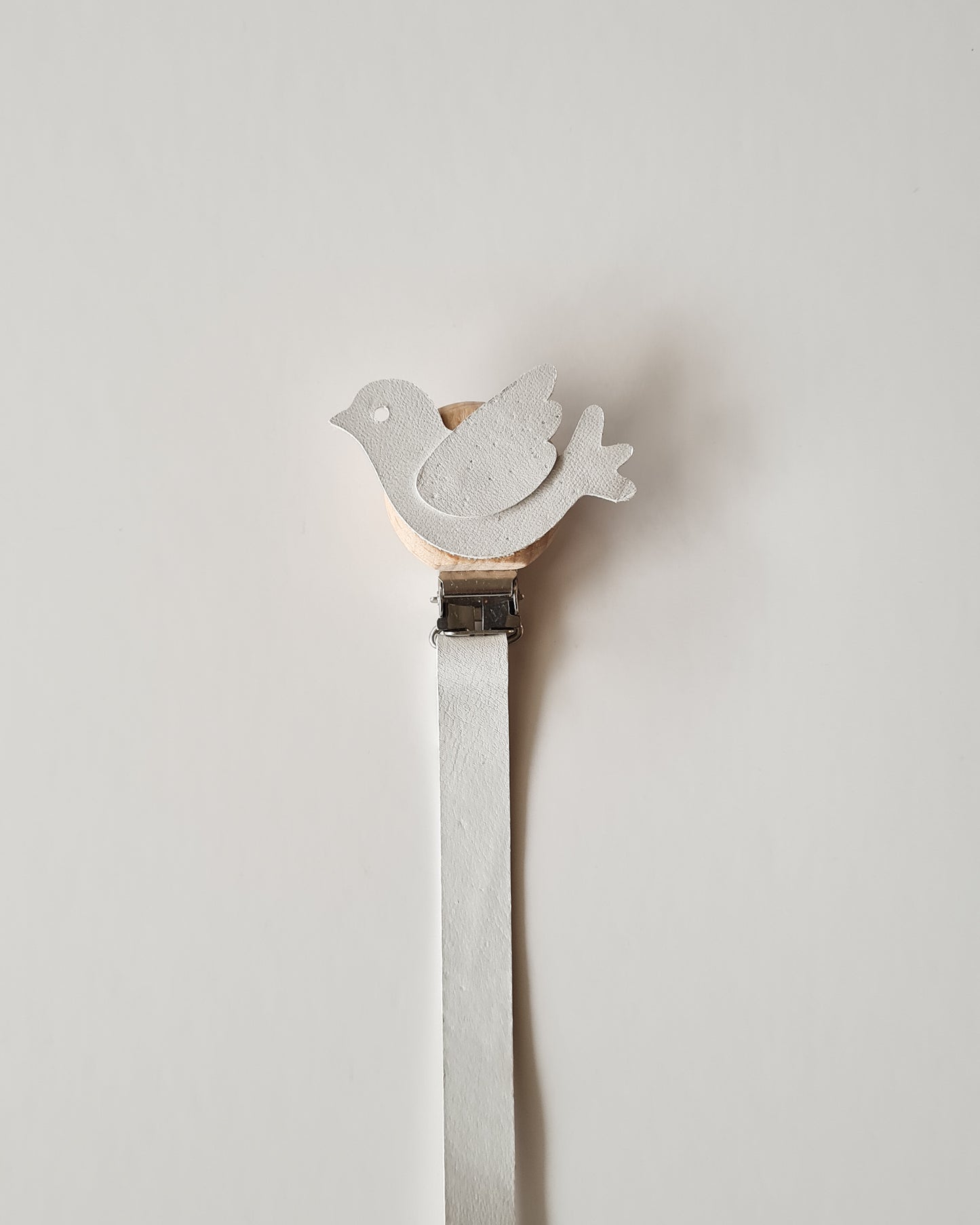 White Dove Leather Dummy/Pacifier Chain