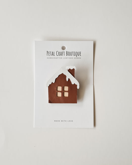 Winter House Leather Brooch
