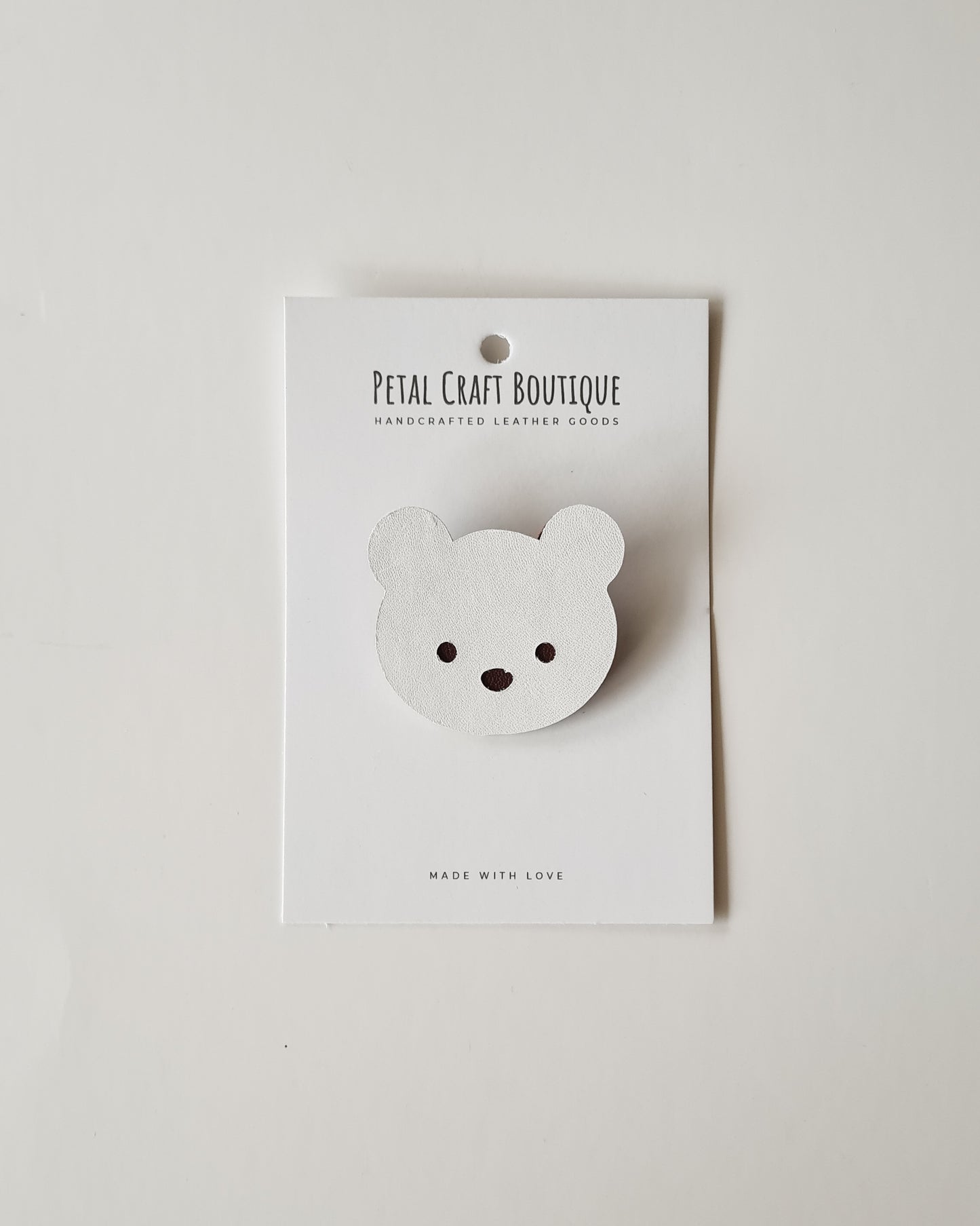 Snow Bear Leather Brooch