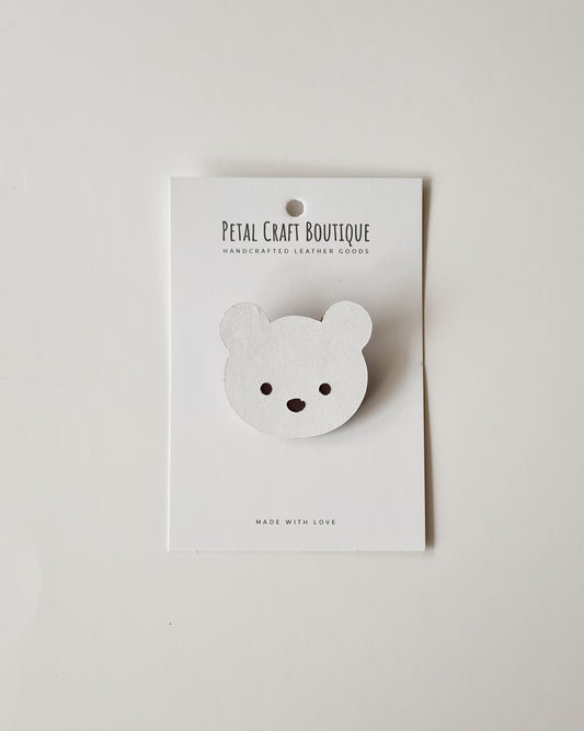 Snow Bear Leather Brooch