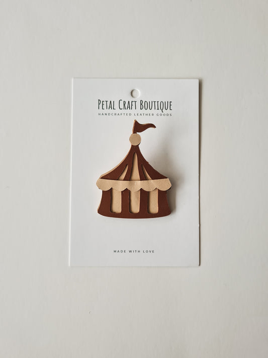 Circus Tent Leather Brooch