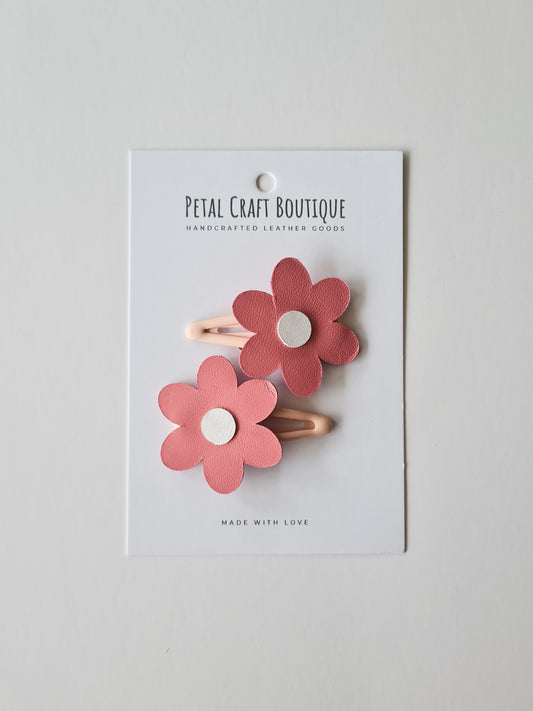 Pink Meadow Flowers Hair Clip Set