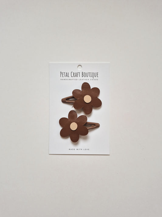 Chocolate Meadow Flowers Hair Clip Set