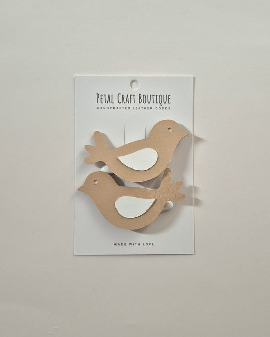 Beige Birds Hair Clip Set