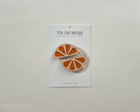 Orange Slice Hair Clip Set