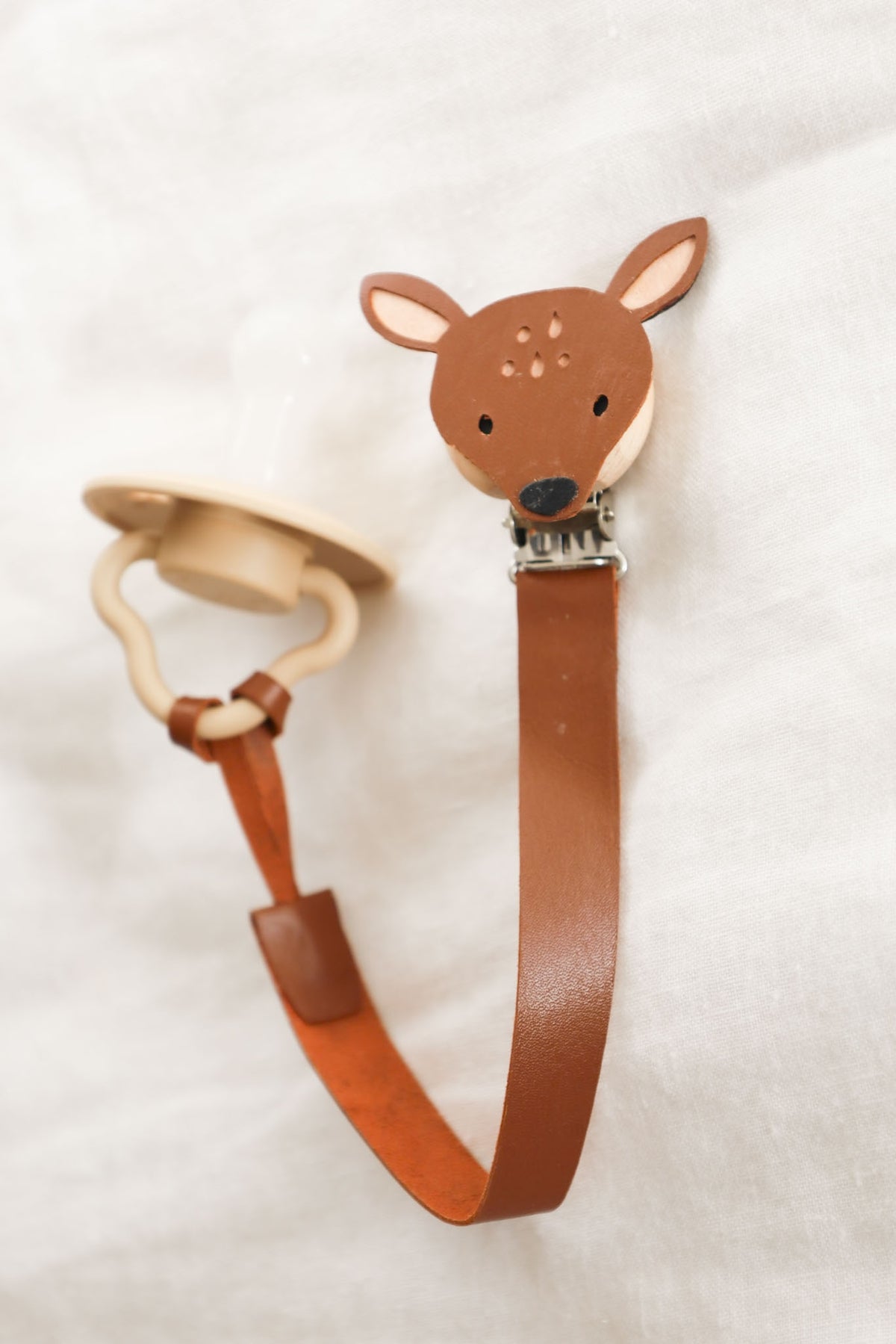 Bambi Leather Dummy/Pacifier Chain