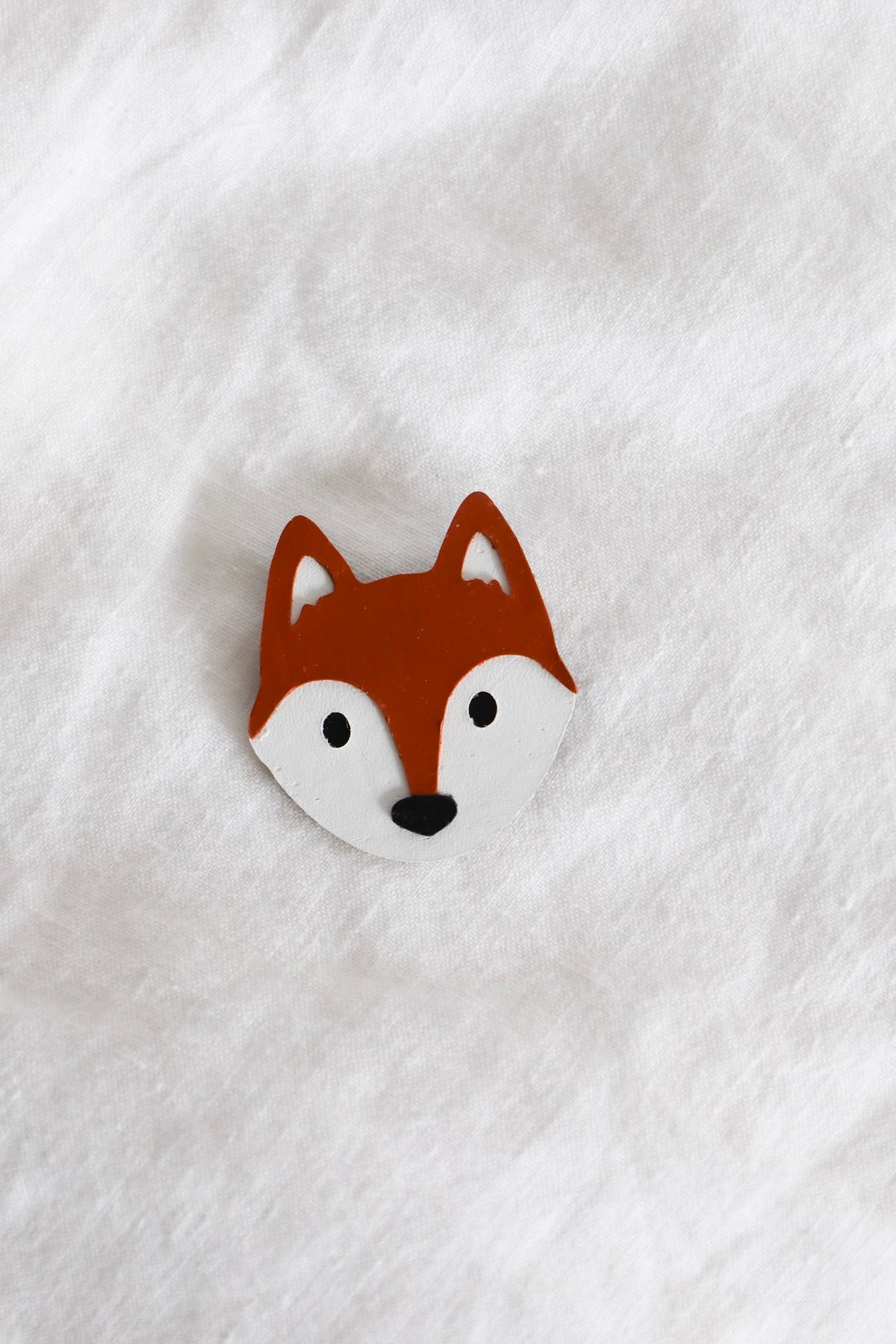 Mr Fox Leather Brooch