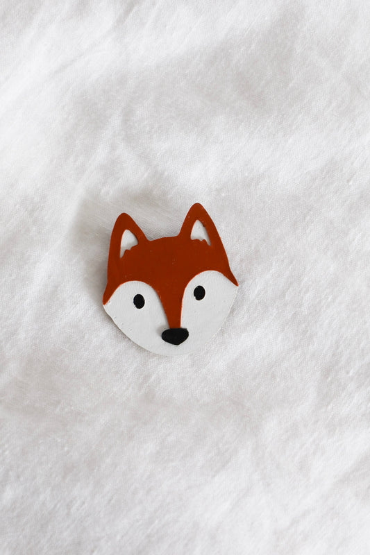 Mr Fox Leather Brooch