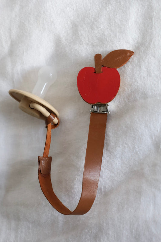 Apple Leather Dummy/Pacifier Chain